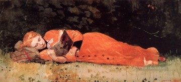 Winslow Homer Painting - The New Novel aka Book Realism painter Winslow Homer